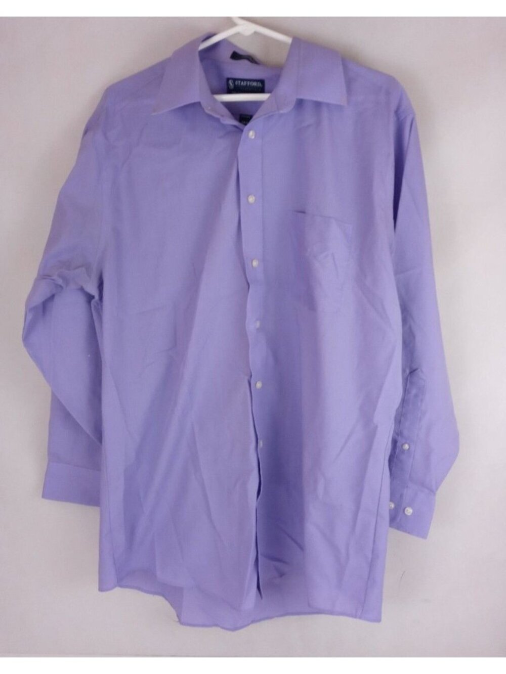 Stafford Essentials The Everday Shirt Fitted Lavendar Dress Shirt 16 1/2 32-33
